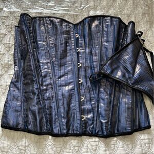 NEW Blue/Gold Metallic Corset - XL (31” waist)